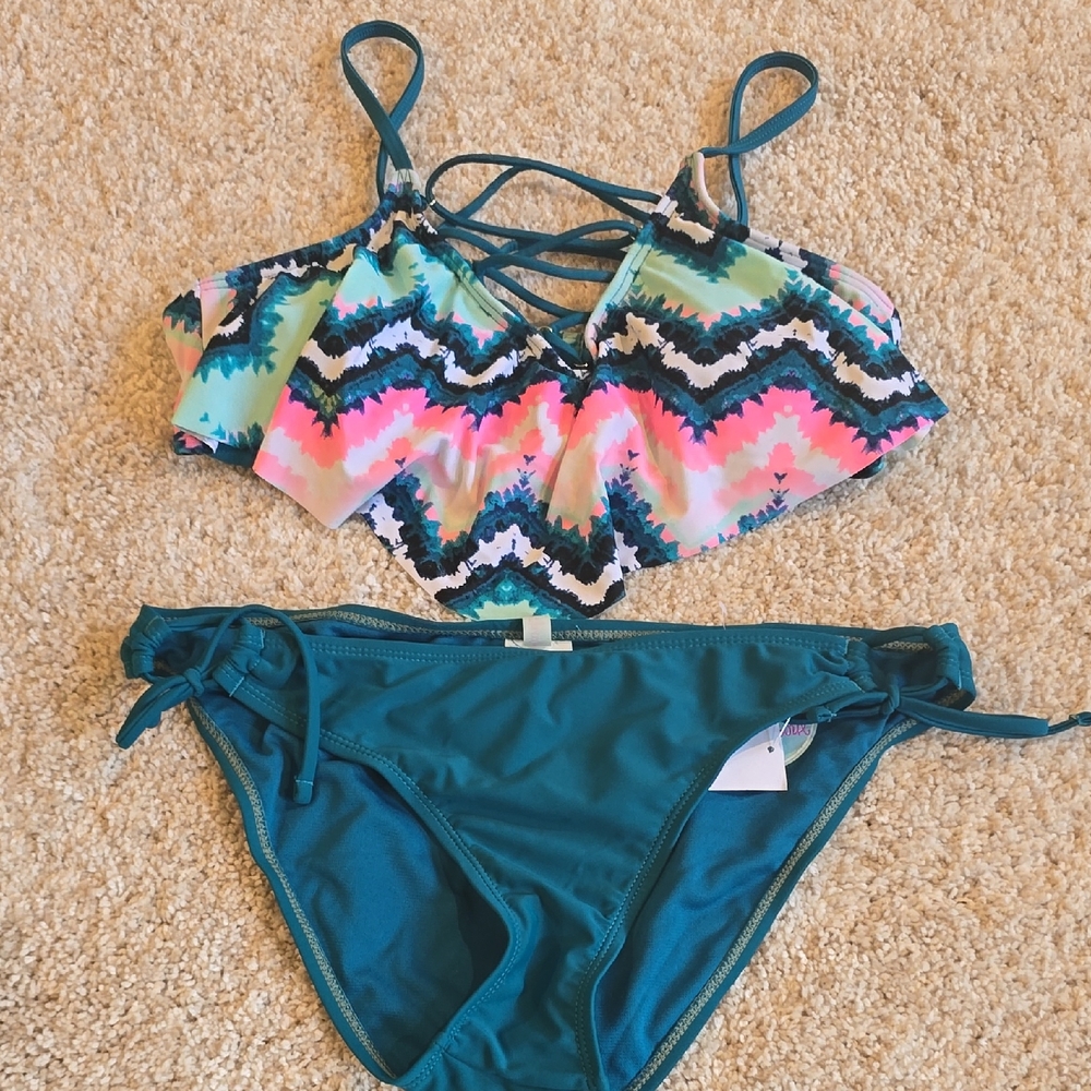 Teal and Zigzag Bikini Set